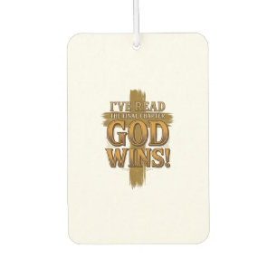 God Wins Christian Vintage Cross Typography Shirt_ Air Freshener