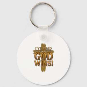 God Wins Christian Vintage Cross Typography Shirt_ Keychain