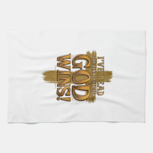 God Wins Christian Vintage Cross Typography Shirt_ Kitchen Towel