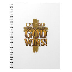 God Wins Christian Vintage Cross Typography Shirt_ Notebook