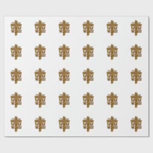 God Wins Christian Vintage Cross Typography Shirt_ Wrapping Paper