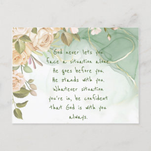 God With You Never Alone Inspirational Flowers Postcard