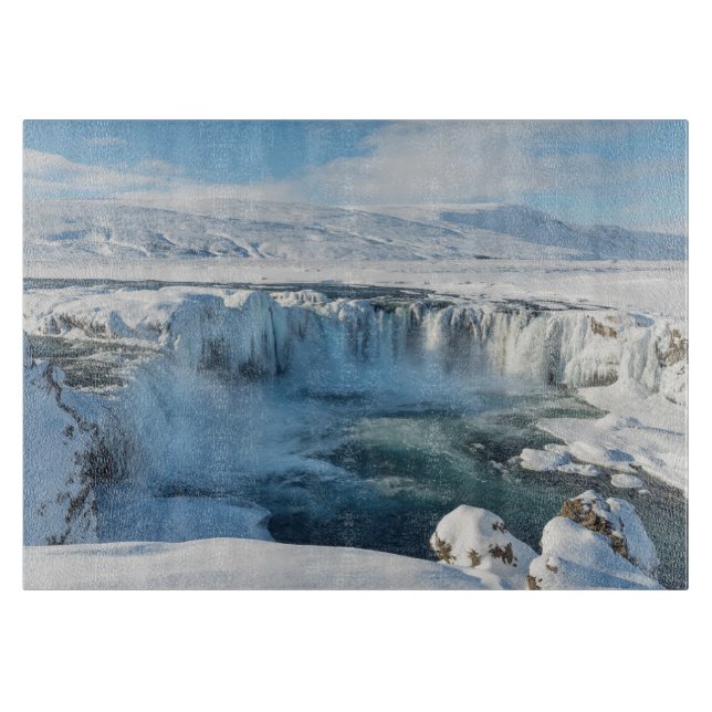 Godafoss Waterfall Landscape Cutting Board (Front)