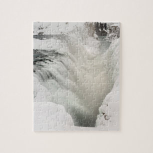 Godafoss waterfall, winter, Iceland Jigsaw Puzzle