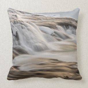 Godafoss waterfall, winter, Iceland Throw Pillow