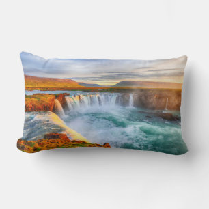 Godafoss Waterfalls, Iceland Lumbar Pillow