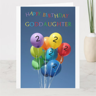 Goddaughter, 2nd birthday coloured balloons card