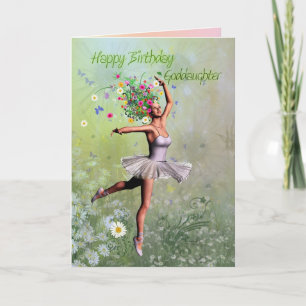 Goddaughter, a ballerina flower birthday card