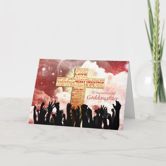 Goddaughter, a Christian cross Christmas Holiday Card (Front)