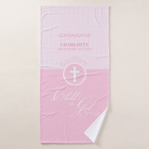 Goddaughter Baptism Pink Child of God Personalized Bath Towel
