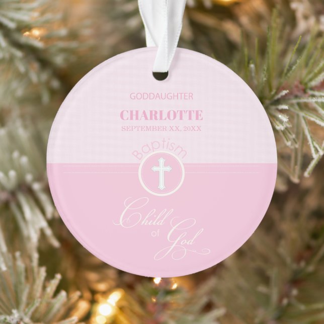 Goddaughter Baptism Pink Child of God Personalized Ornament (Tree)