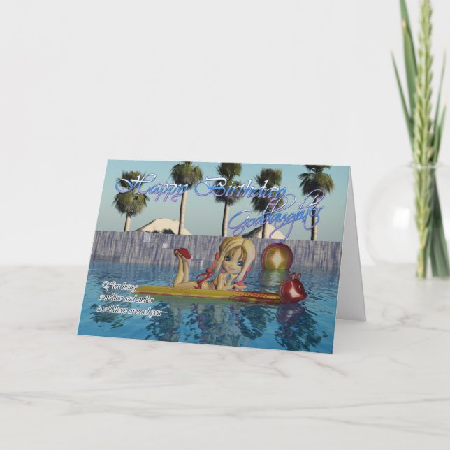 Goddaughter Birthday card, Moonies Cutie Pie pool Card (Front)