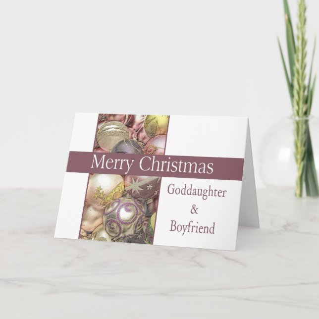 Goddaughter & Boyfriend Merry Christmas card (Front)
