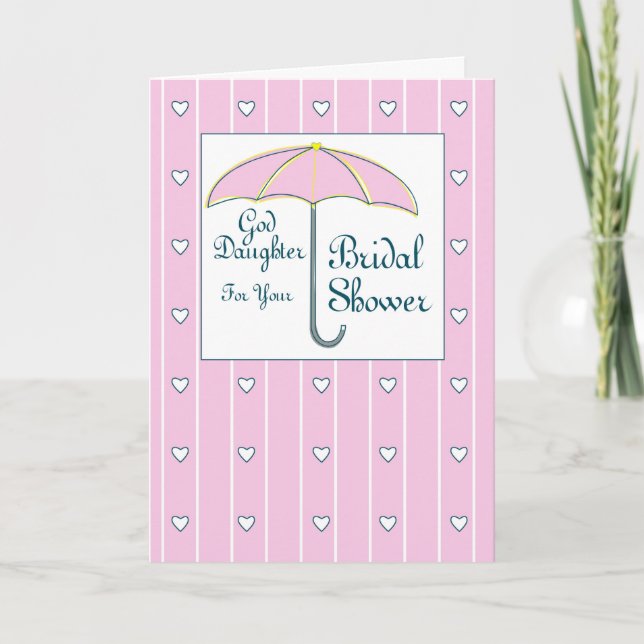 Goddaughter, Bridal Shower Pink Umbrella Thank You Card (Front)