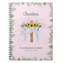 Godmother - Personalized Floral Cross Sage Green Wrapping Paper