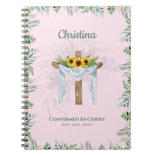 Goddaughter CONFIRMATION Pink Sunflowers Floral Notebook