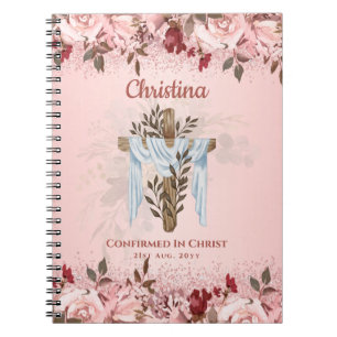 Goddaughter CONFIRMATION Rosegold Flowers Pink Not Notebook