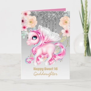 Goddaughter Cute Unicorn Birthday ANY AGE Card