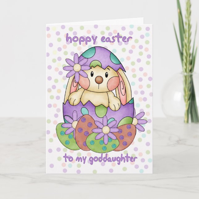 Goddaughter Easter Card With Easter Bunny - Greeti (Front)