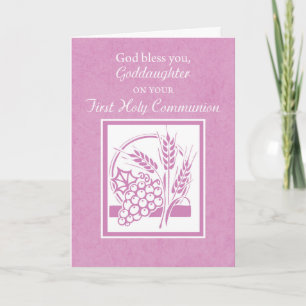 Goddaughter First Communion Card, Pink Card