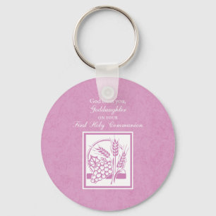 Goddaughter First Communion, Pink Keychain