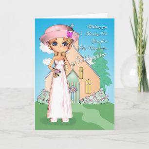 Goddaughter first holy communion little girl and c card
