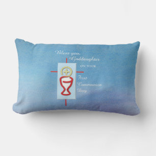 Goddaughter, First Holy Communion, Turquoise Lumbar Pillow