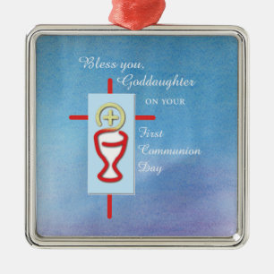 Goddaughter, First Holy Communion, Turquoise Metal Ornament