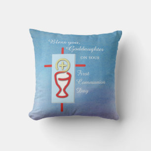 Goddaughter, First Holy Communion, Turquoise Throw Pillow