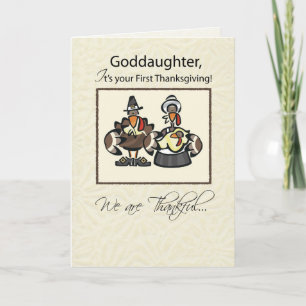 Goddaughter First Thanksgiving Turkey Family, I am Holiday Card