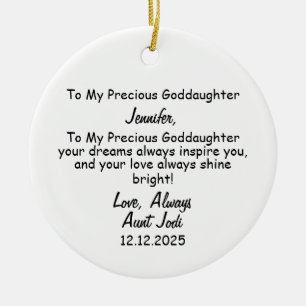Goddaughter Gift, Christening Keepsake Ceramic Ornament