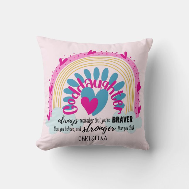 Goddaughter Gift Motivational Encouragement NAMED Throw Pillow (Front)