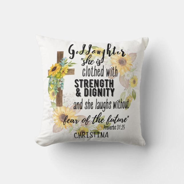 Goddaughter Gift Motivational Encouragement NAMED Throw Pillow (Front)
