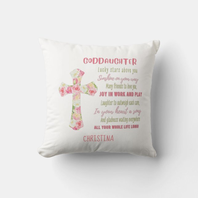 Goddaughter Gift Motivational Encouragement NAMED Throw Pillow (Front)