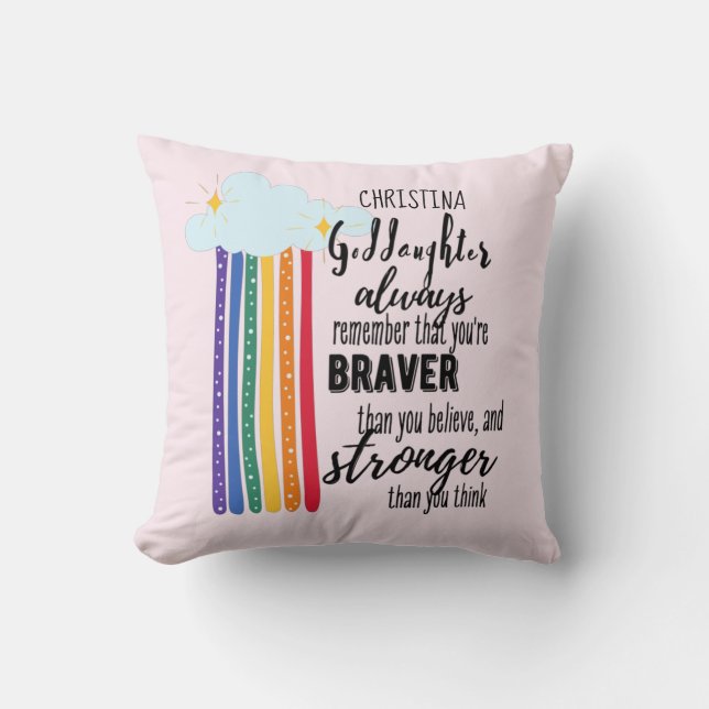 Goddaughter Gift Motivational Encouragement NAMED Throw Pillow (Front)