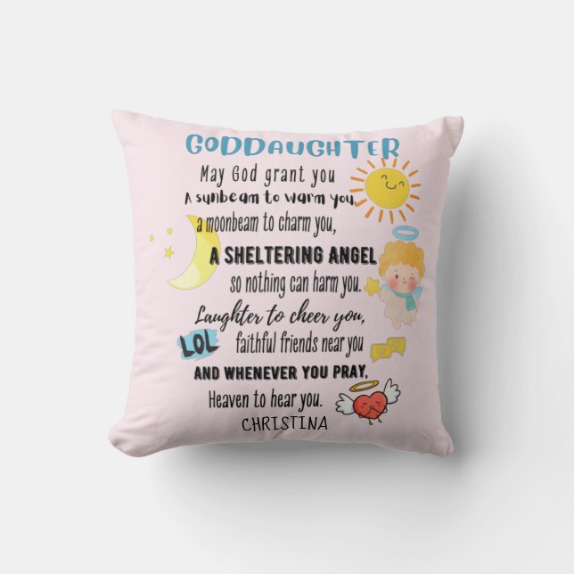 Goddaughter Gift Motivational Encouragement NAMED Throw Pillow (Front)