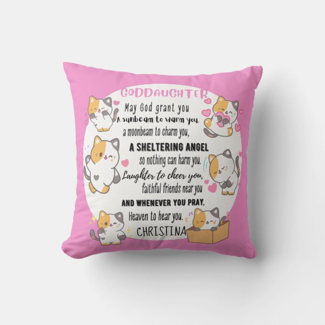 Goddaughter Gift Motivational Encouragement NAMED Throw Pillow (Front)