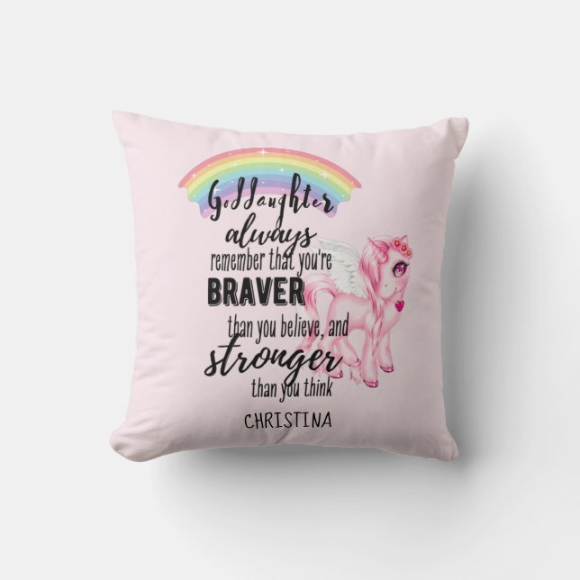 Goddaughter Gift Motivational Encouragement NAMED Throw Pillow (Front)