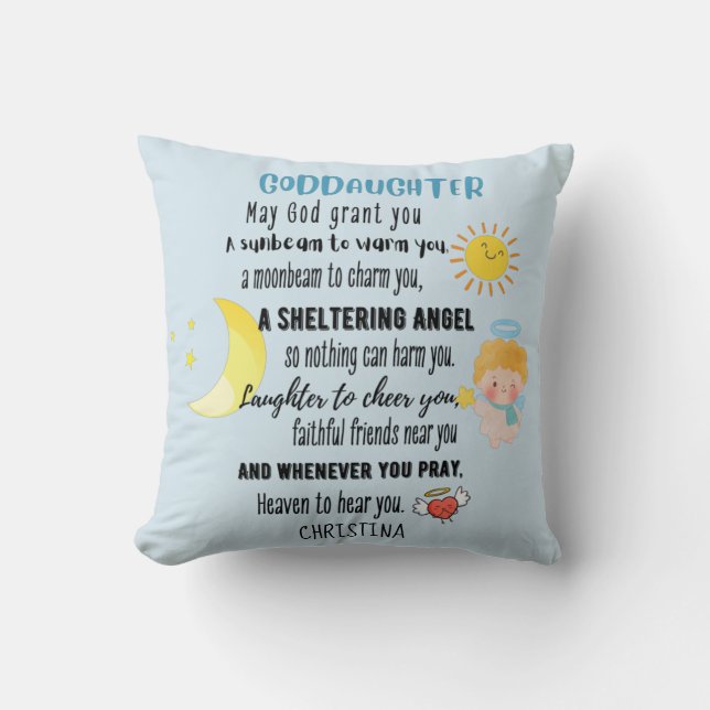 Goddaughter Gift Motivational Encouragement NAMED Throw Pillow (Front)