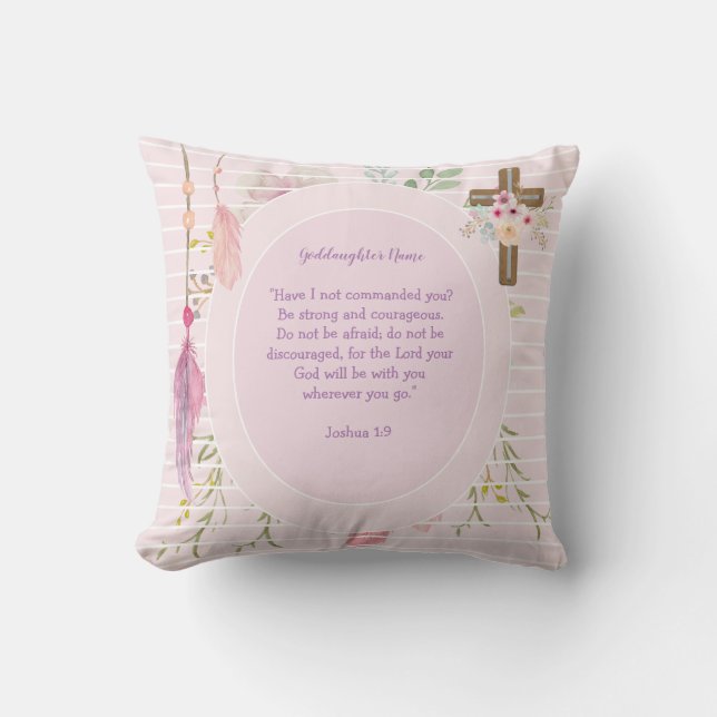 Goddaughter Gift Motivational Encouragement NAMED Throw Pillow (Front)