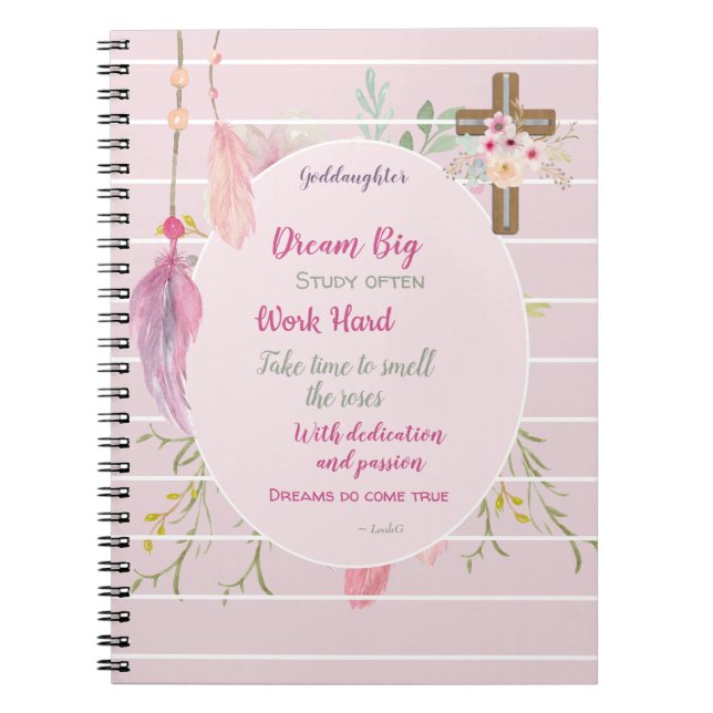 Goddaughter Gift Motivational Words Personalized Notebook (Front)