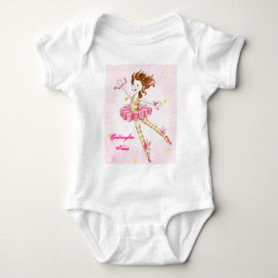 Goddaughter Gift Pink Ballerina Personalized Baby Bodysuit