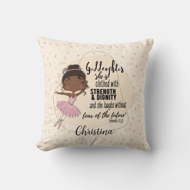 Goddaughter Gift Quote Proverb Pink Ballerina Thro Throw Pillow (Front)