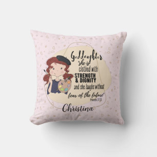 Goddaughter Gift Quote Proverb Pink Painter Artist Throw Pillow