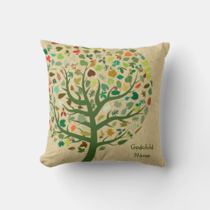 Goddaughter Godson Godchild Gift Tree of Life Throw Pillow