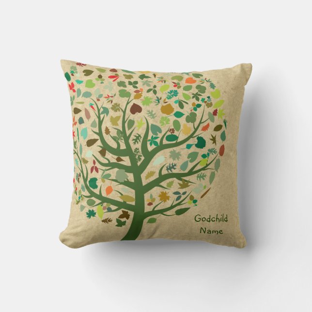 Goddaughter Godson Godchild Gift Tree of Life Throw Pillow (Front)