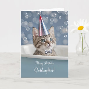 Goddaughter Happy Birthday with Cute Kitten  Card
