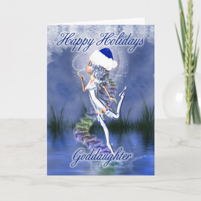 Goddaughter - Happy Holidays - Christmas Card - Fr (Front)