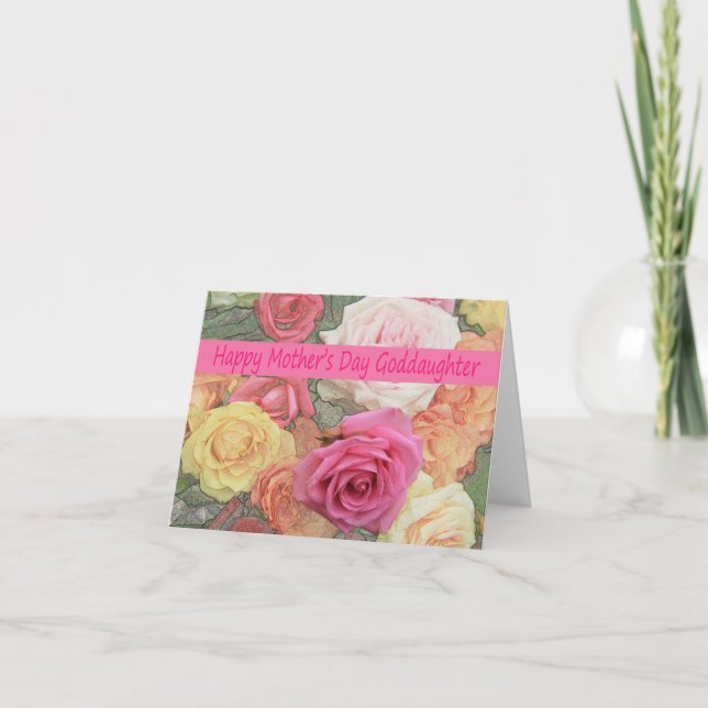 Goddaughter  Happy Mother's Day rose card (Front)