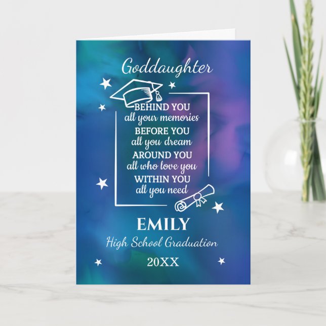 Goddaughter High School Graduation Name Year  Card (Front)